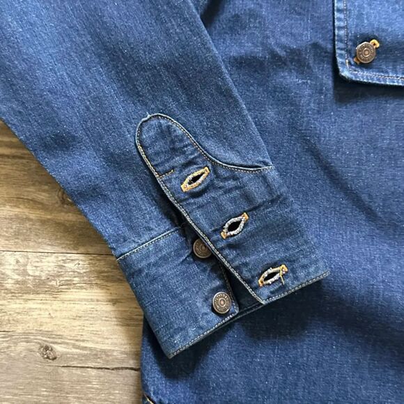 Vintage 70s Ralph Lauren Western Wear Denim Bib Button Shirt Size 12 RARE! - Picture 3 of 9
